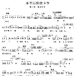 京剧谱 | 永不忘阶级斗争 龙江颂 李志田唱段