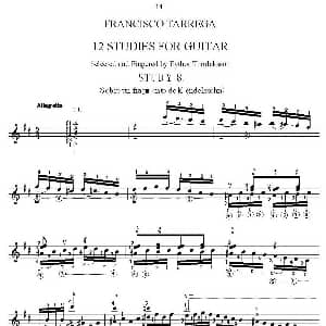 他雷加12首练习曲之8 吉他谱