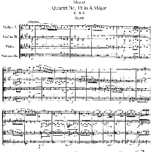 小提琴谱 | Mozart Quartet No.18 in A Major,K.464 总谱