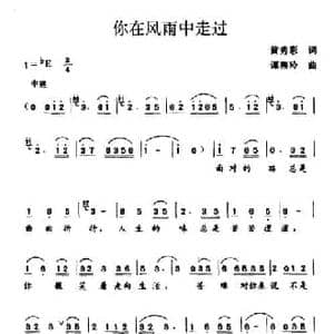 你在风雨中走过_民歌简谱_词曲:黄秀彩 谭燕玲