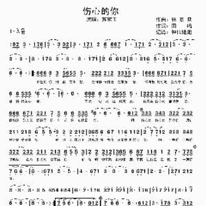 伤心的你_歌谱投稿_词曲:徐嘉良 田鸣