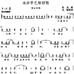 未分手已盼归程_通俗唱法乐谱_词曲:王健填词 佚名