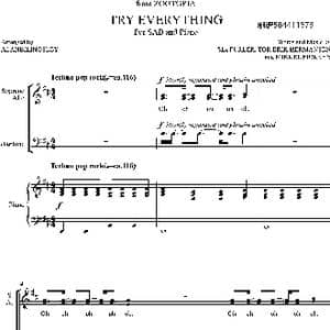 TRY EVERYTHING疯狂动物城三部合唱谱_歌曲简谱