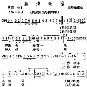越剧谱 | 越剧曲调 刘海砍樵 刘海与胡秀英对唱 周静梅编曲