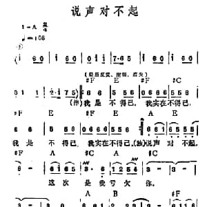 说声对不起_通俗唱法乐谱