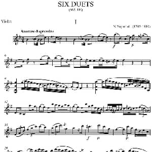 小提琴谱 | 帕格尼尼六首 小提琴和吉他二重奏 M.S.110 小提琴分谱 帕格尼尼