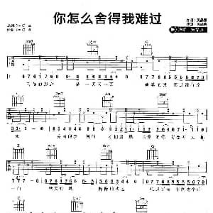 你怎么舍得我难过 吉他谱 黄品源 黄品源 黄品源
