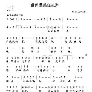 世间最美任我游_通俗唱法乐谱_词曲:缪生勤 缪生勤