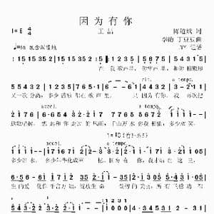 因为有你_歌曲简谱_词曲:陈道斌 李勋 丁豆豆