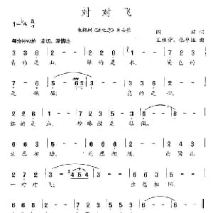 对对飞_通俗唱法乐谱_词曲:阎肃 王祖皆 张卓娅