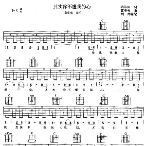 其实你不懂我的心 吉他谱 童安格 陈桂珠 童安格