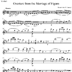小提琴谱 | Overture from the Marriage of Figaro 费加罗的婚礼 Violin Ⅰ分谱 莫扎特