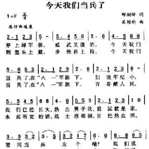 今天我们当兵了_民歌简谱_词曲:邱剑峰 吴维科