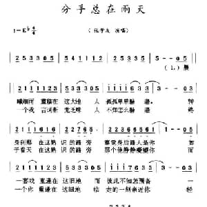 分手总在雨天_通俗唱法乐谱_词曲:佚名 佚名