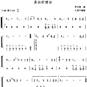 古筝谱 | 真的好想你 毛丽华编配版 李汉颖曲 毛丽华