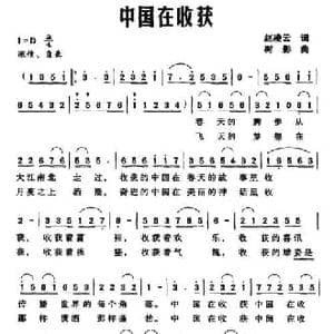 中国在收获_民歌简谱_词曲:赵凌云 树影