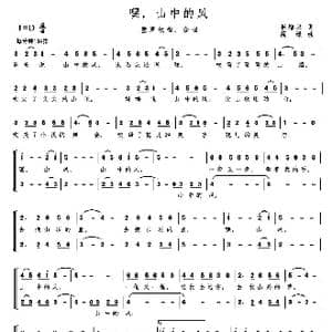 嘿,山中的风_歌曲简谱_词曲:崔增录 高绿