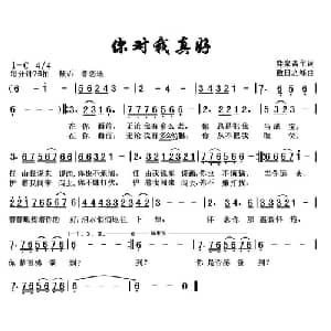 你对我真好_通俗唱法乐谱_词曲:弈泉斋主 傲日之峰