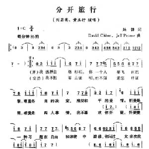 分开旅行_通俗唱法乐谱_词曲:姚谦