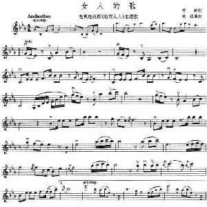 小提琴谱 | 女人的歌 电视剧 边贸女人 主题歌 傅磐