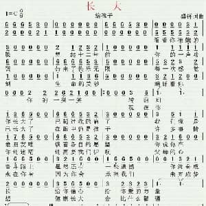 长大_通俗唱法乐谱_词曲:盛铎 盛铎
