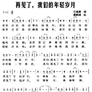 再见了,我们的年轻岁月_通俗唱法乐谱_词曲:石继丽 黄新峰