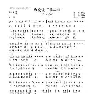 为爱流下伤心泪_歌曲简谱_词曲:化,伟 化 伟