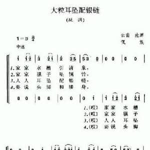 大粒耳坠配银链_民歌简谱