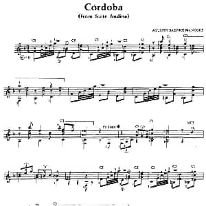 Cordoba 吉他谱 奥古斯汀 巴里奥斯 曼戈雷 Agustin Barrios Mangore