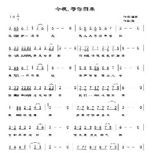 今夜,等你回来_通俗唱法乐谱_词曲:值西 悔