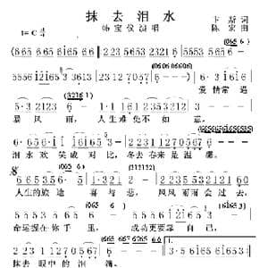 抹去泪水_歌谱投稿_词曲:卡斯 陈宏