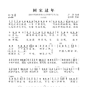 回家过年_通俗唱法乐谱_词曲:卢泓 方满琴