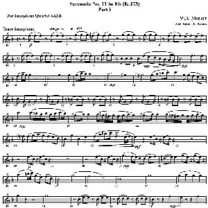 萨克斯谱 | SERENADE No.11 in Eb K.375 Part 3 四重奏 次中音萨克斯分谱