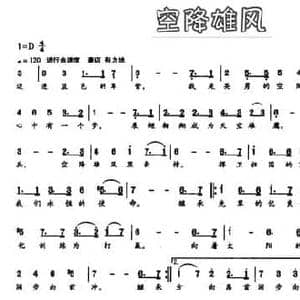 空降雄风_民歌简谱_词曲:魏军良 崔浩