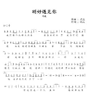 刚好遇见你_通俗唱法乐谱_词曲:沈波 沈波