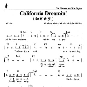 California Dreamin'_外国歌谱
