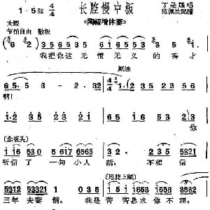 沪剧曲调 长腔慢中板 选自 陶福增休妻 丁是娥 范佩兰记谱