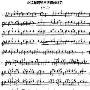 小提琴谱 | 小提琴双弦三度初步练习 十二 赵惟俭