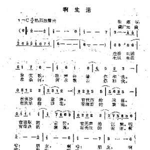 啊生活_歌曲简谱_词曲:张耀 满广元