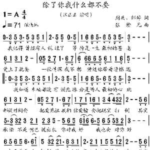 除了你我什么都不要_歌谱投稿_词曲:周兵 邹婷 张瀚元