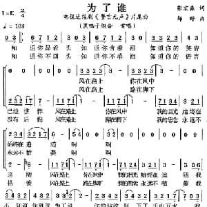 为了谁_通俗唱法乐谱_词曲:张宏森 邹野