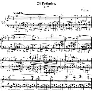 肖邦 24首钢琴前奏曲 Op.28 No.21 降B大调 钢琴谱 肖邦