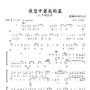 夜空中最亮的星二部合唱谱_歌曲简谱