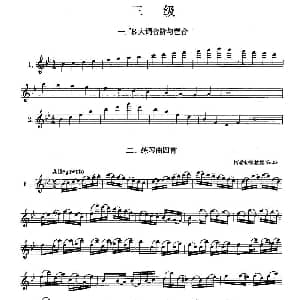 长笛曲谱 | 长笛三级考级曲谱