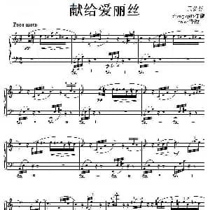 献给爱丽丝 钢琴谱 贝多芬