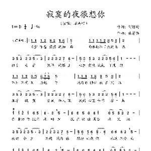 寂寞的夜很想你_歌谱投稿_词曲:何绍均 张翠萍