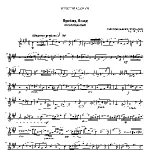 长笛曲谱 | 春之歌 Spring Song 作品62 长笛 钢琴 门德尔松 Mendelssohn