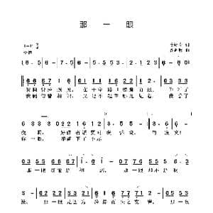 那一眼_歌曲简谱_词曲:毛诗奇 聂思聪