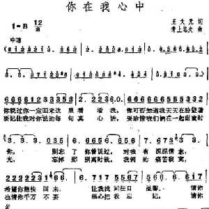 邓丽君演唱金曲 你在我心中_通俗唱法乐谱_词曲:王文元 日 井上忠夫