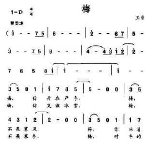 梅_民歌简谱_词曲:王非非 王非非
